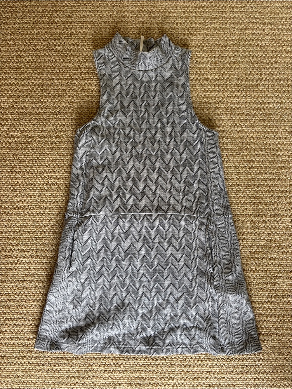 Free People Heather Gray Chevron Mock-Neck Mini Dress